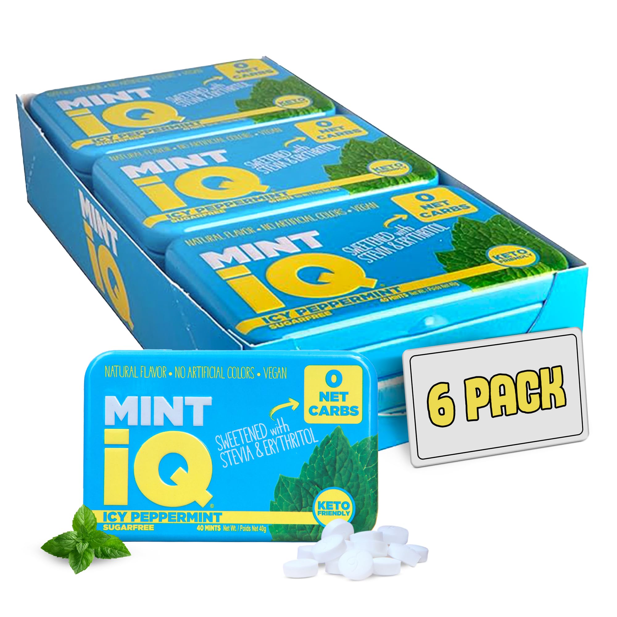 Big Sky MINT iQ Icy Peppermint Mint Candy 40 grams Pack of 6 Tins